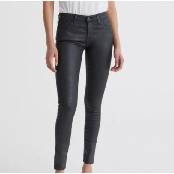 AG Adriano Goldschmied Gray Leatherette Super Skinny The Legging Ankle Jean 28 - Picture 1 of 11